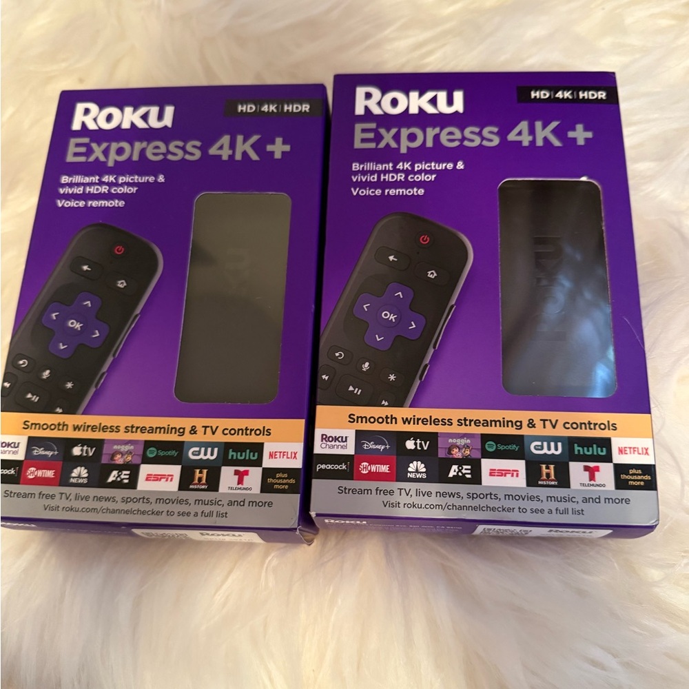 Roku Express 4K+ in Purple and Black